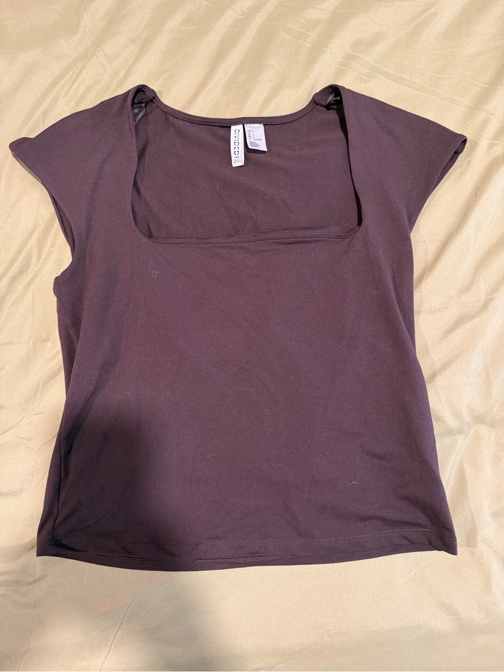H&M Women's Square Neck Short Sleeve Tee - Deep Brown